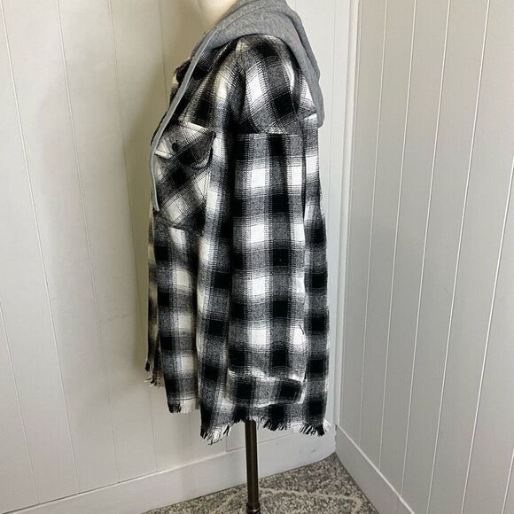 Pistol Rose Women's Small Oversized Black White Checkered Button Down Shirt Top - Picture 9 of 15